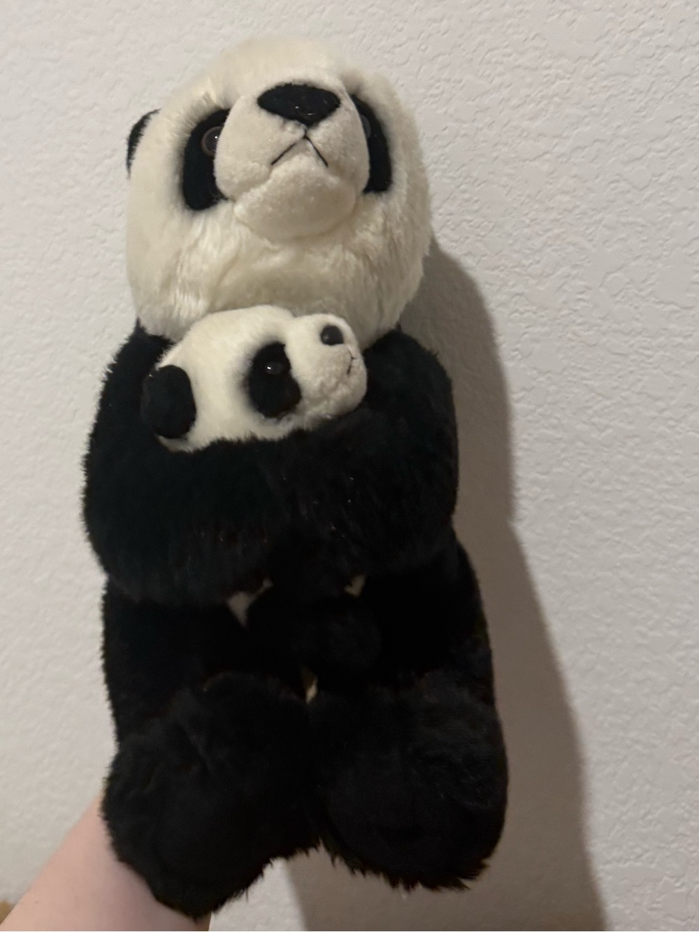 Plush Panda with Baby Stuffed Animal - Black and White